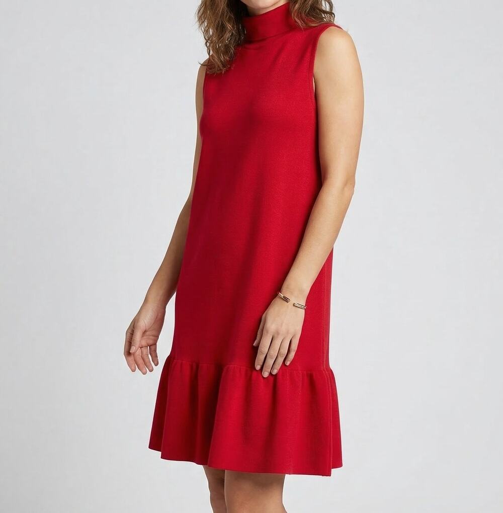 Ophelia Roe XL Dress High Neck Sleeveless Pink Red Poly Spandex